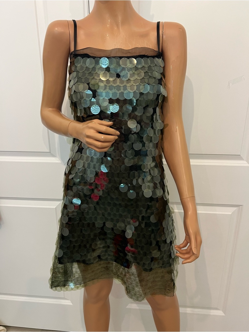 Gianni Bini Emory Sequin Dress Women’s Size 10 Olive Green Iridescent Cocktail